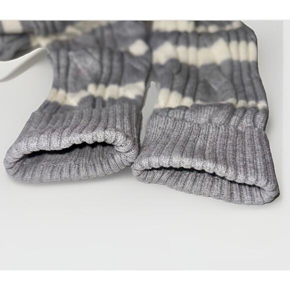 TALBOTS Large Chunky Cable Knit Striped Gray Silver Button Pullover Sweater Top - Picture 4 of 6